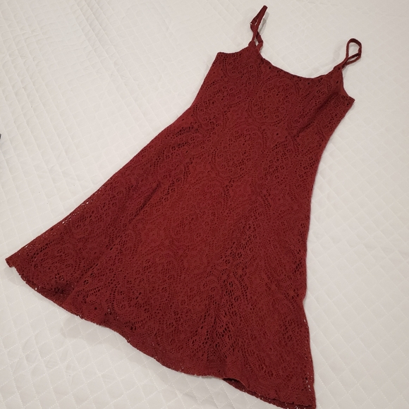 EUC Burgandy garage Lace Skater Dress